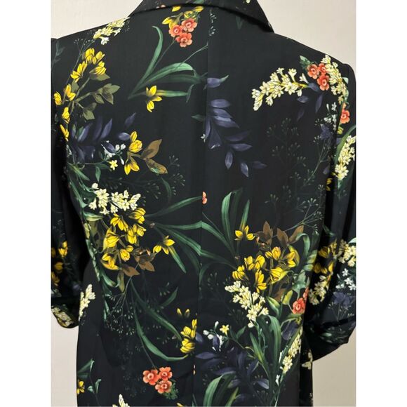 Chico’s floral black blazer ruched sleeve open front (1) U.S 8 - Picture 8 of 11
